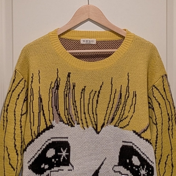 EUC pushBUTTON Korea S FW23 Crying Girl Oversized Knit Sweater - Picture 2 of 8